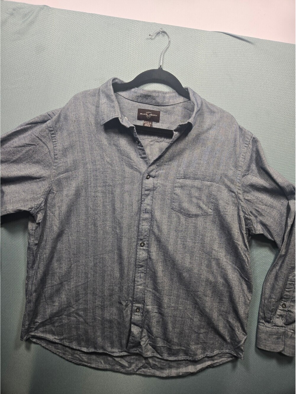 Black Brown 1826 gray long sleeve button-front shirt